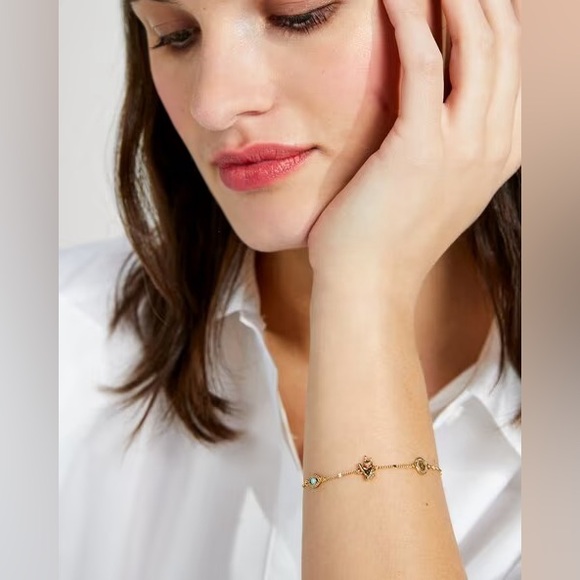 Kate Spade Gold Bracelet with Heart and Gem Accents - Picture 2 of 5
